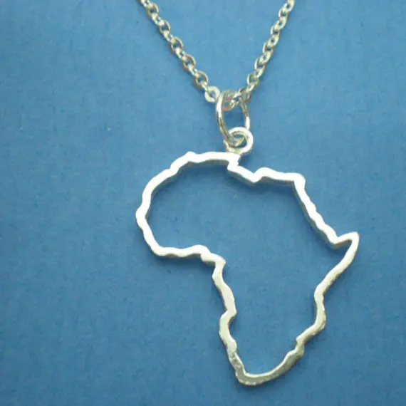 

30PCS Outline Africa Continent Necklace Country of South African Map Adoption Pendant Chain Necklaces Friends Collar Jewelry