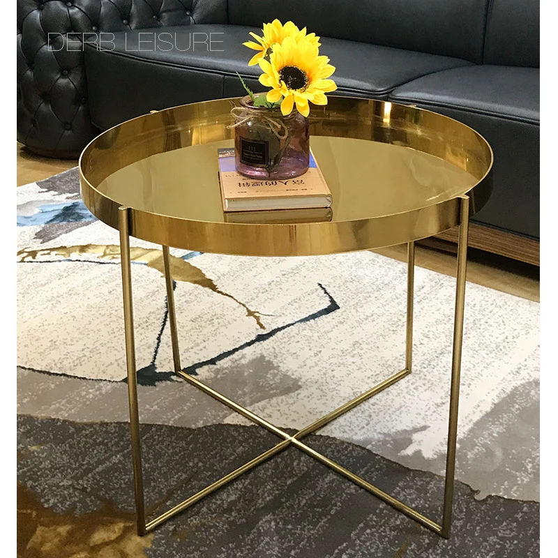 Современный классический дизайн Блестящий глянцевый столик из нержавеющей стали цвета розового золота, популярный модный угловой столик для дивана, 1 шт