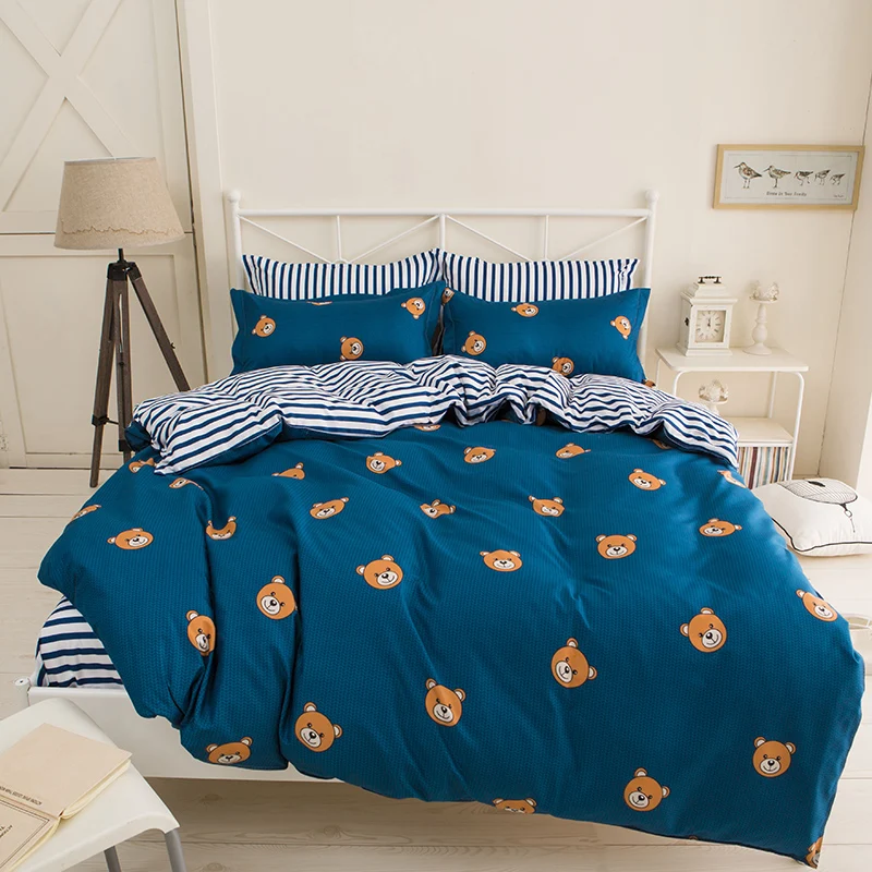 

Bears print cute Bedding sets Bed cover Bed sheet set pillowcase 3/4Pcs