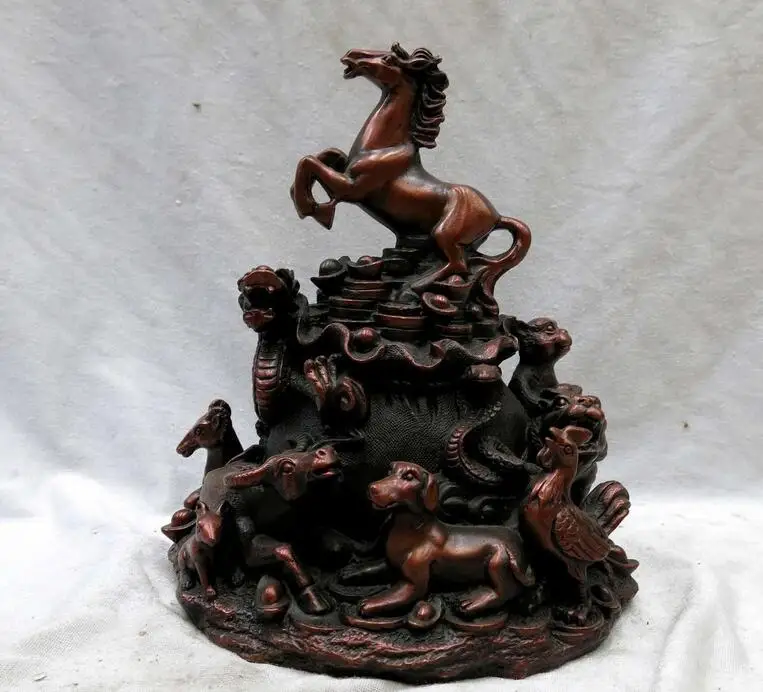 Bronze sculpture Feng Shui twelve Chinese zodiac sign copper dragon