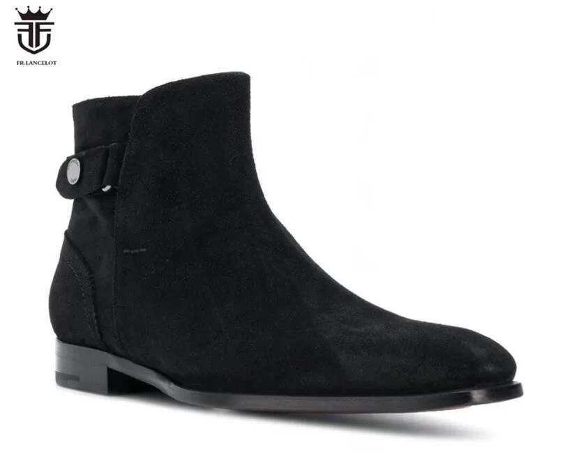 Couro Shoes Boots Sapatinho Partido Volta Chelsea De Fr Preto Camurça Up 2019 Novos Cinta Ankle Low Lancelot Homens Meia Zip Botas Top 4qPXwTf