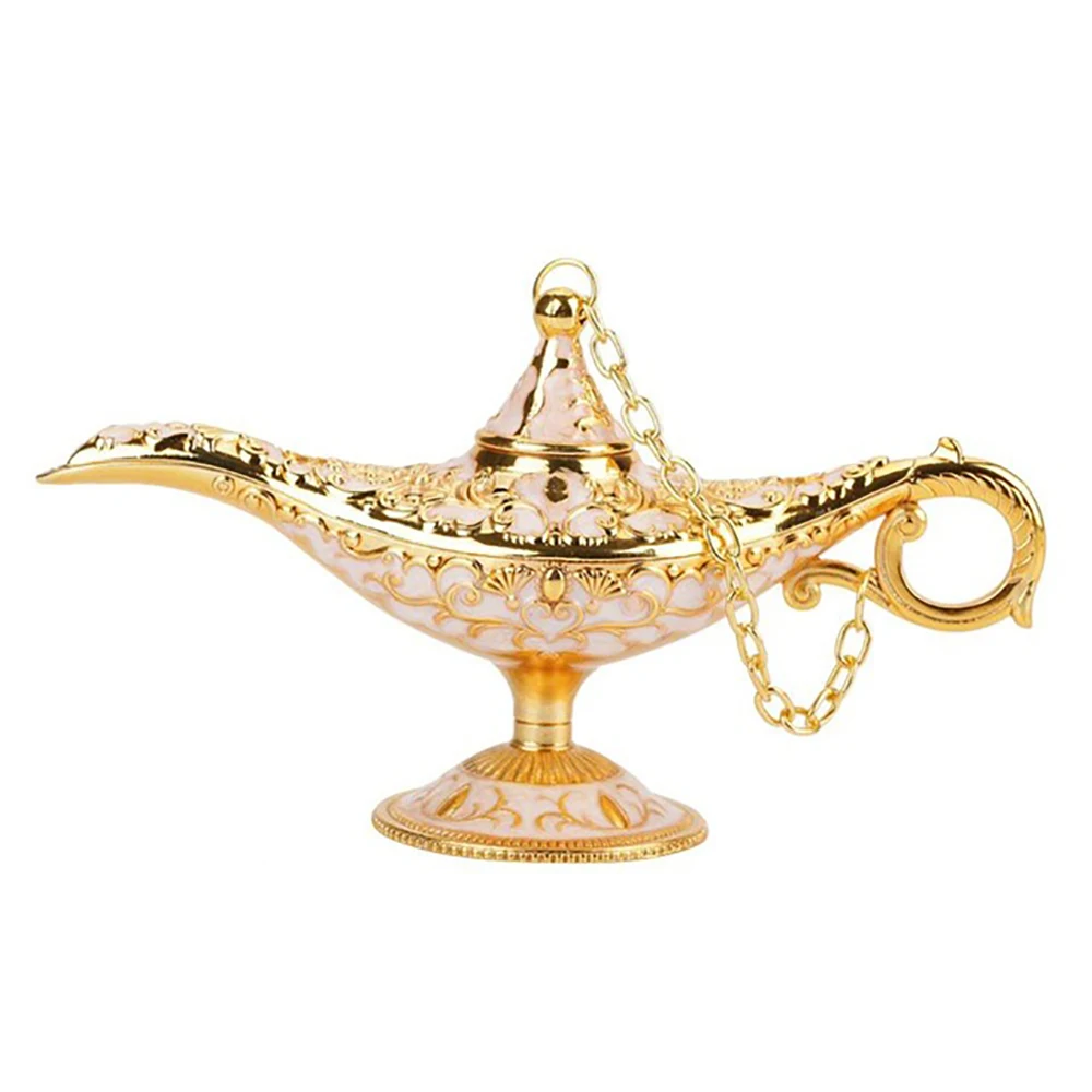 Russian Aladdin Lamp Hollow Aladdin Wishing Magic Lamp Zinc Alloy Wishing Tea Pot Retro Home Decoration Ornament Gifts - Цвет: Темно-синий