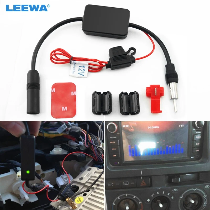 

LEEWA Universal Car FM-AM Radio Aerial Antenna Signal Amplifier Booster #CA4598