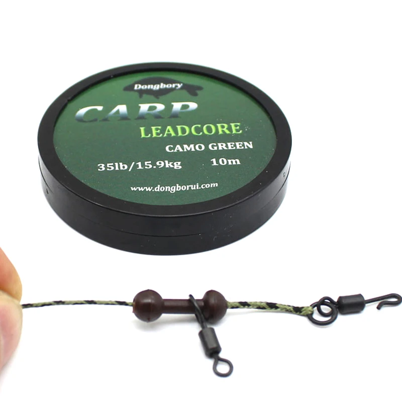 

2PCS Carp Fishing Line Hair Rigs Lead Core Hook Links Braided Line Carp Fishing Line Leadcore Fishing Leader Wire 10M Camo Green