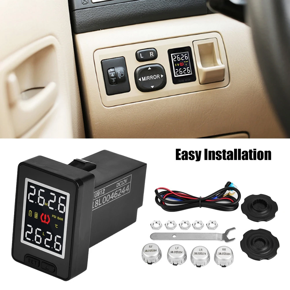 

Car Tire Pressure Monitor System TPMS with 4 External Sensors for Toyota Mazda Honda ABS Black tire pressure monitoring system