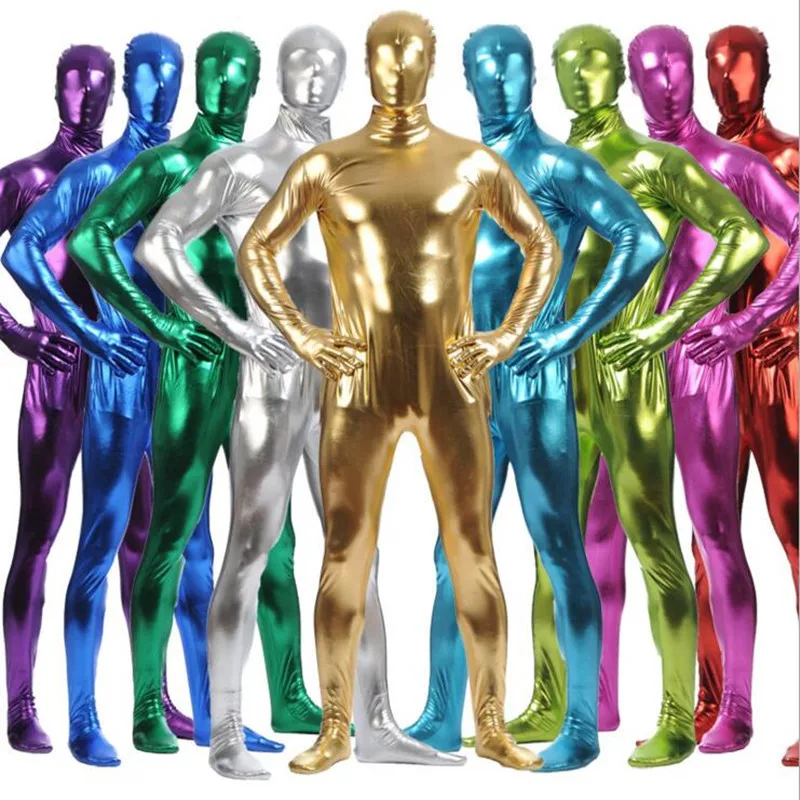 Multi Colors Shiny Fullbody Metallic Men's Tight zentai Bodysuit costume Full Body Shiny Spandex Lycra Spandex Zentai Costume