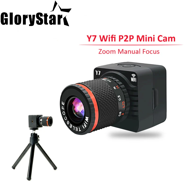 

New Mini Kamera Y7 Wifi P2P Zoom Camera HD 720P Micro Camera Espion Wireless APP Telescope 50X Zoom Manual Focus Camcorder Cam