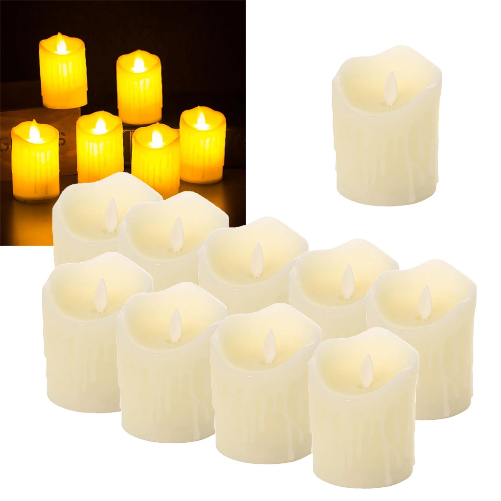 10pcs Flickering Flames Candles Realistic LED Candle Dancing Flame Light Indoor and Outdoor Battery Operated Wedding Party Decor