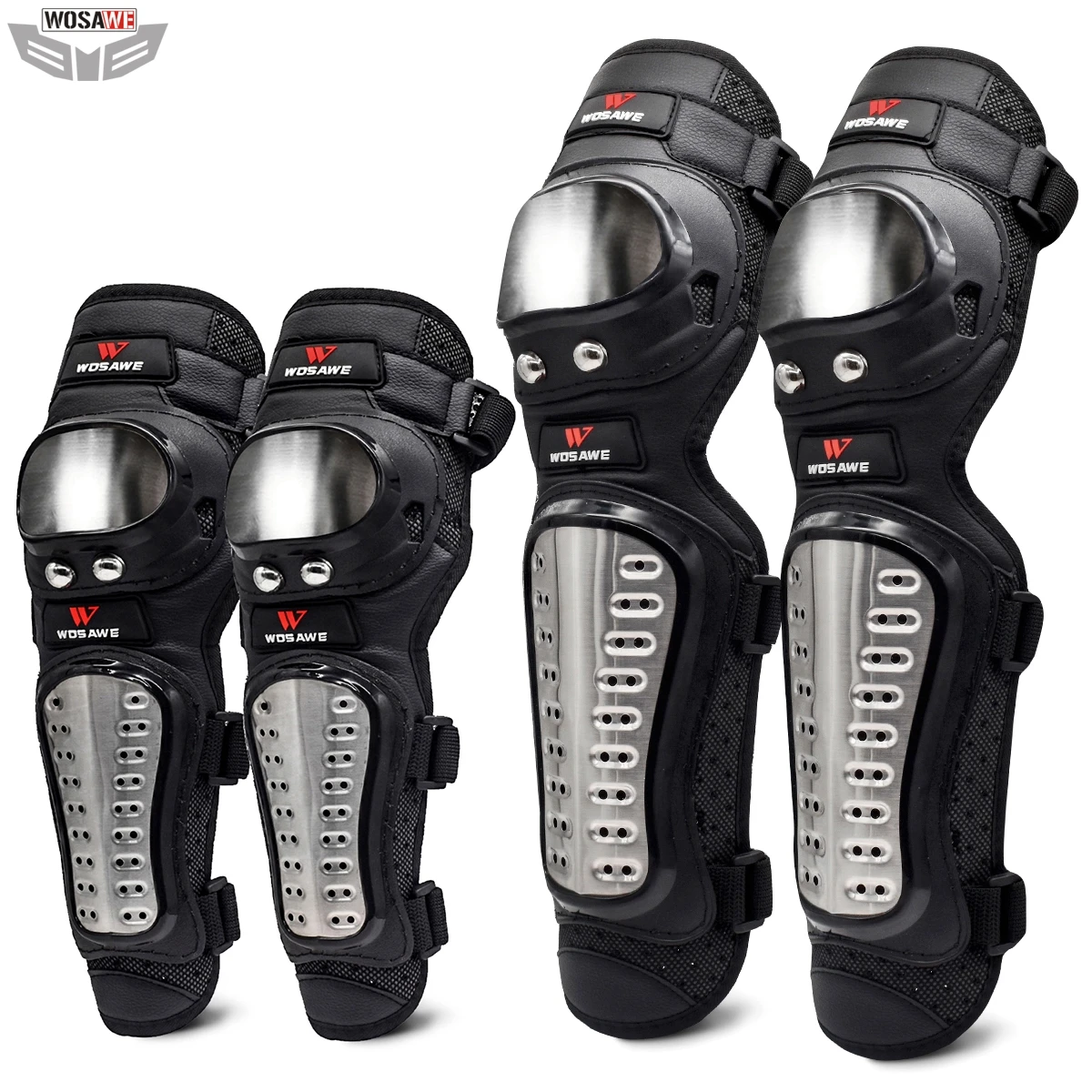 

WOSAWE 4Pcs/Set Stainless Steel Elbow Knee Pads Motorcycle Knee Pad Armor Moto Racing Knee Protective Gear Protector Guards