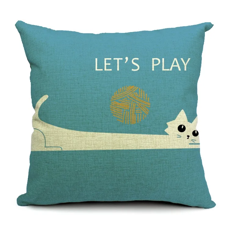 Cushion Cover Dog Lovely Cartoon Animals Printed Cotton Linen Valentine Pillow Covers Decorative Pillowcase For Sofa Jojo Siwa