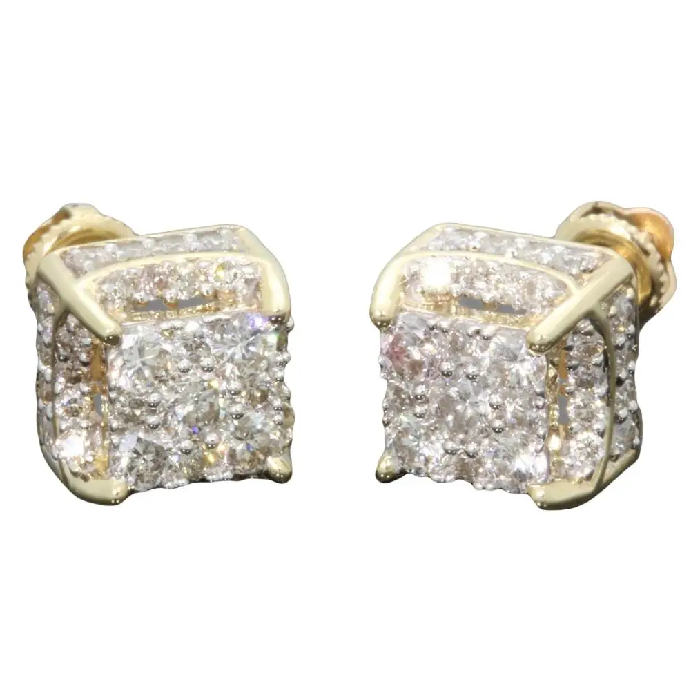 

Fashion Earring Women Square Rhinestone Screwback Stud Earrings Evening Party Jewelry