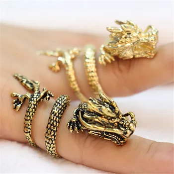 

Fashion Chinese dragon rings Antique Plated ancient rings for women