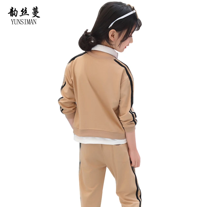 

Spring Girls Clothing Set 3 4 6 8 10 to 12 Years Kids Black Stripe Cotton Pants Suit Boys and Girls Teens Clothes Sets 7 9 5L13