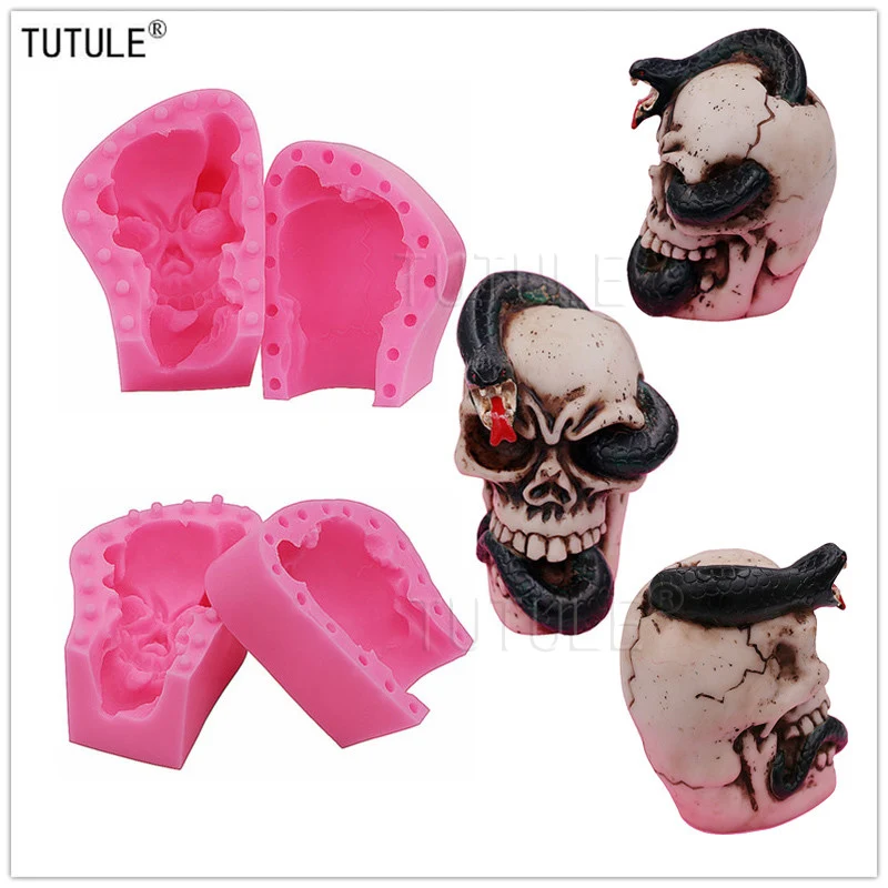 

Gadgets - Snake into the human skull mold - Hand of the skeleton 3D molds Hand Silicone Mold Craft Halloween Zombie Mold
