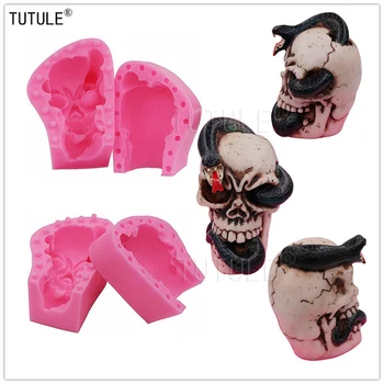 

Gadgets - Snake into the human skull mold - Hand of the skeleton 3D molds Hand Silicone Mold Craft Halloween Zombie Mold
