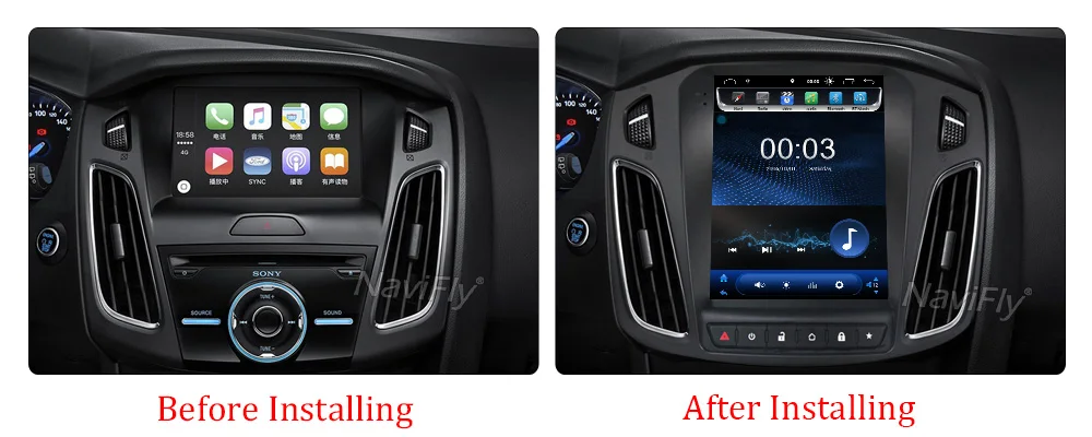 Flash Deal NaviFly Tesla style IPS Screen Auroradio GPS navigation Android 8.1 Car multimedia player for Ford FOCUS 2012-2017 3