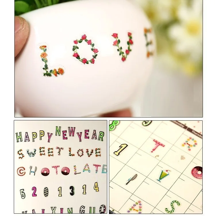 

18 Styles 80pcs/set Fantastic Numbers& Letters Diary Label Stickers Pack Decorative Mobile Stickers Scrapbooking DIY Stickers