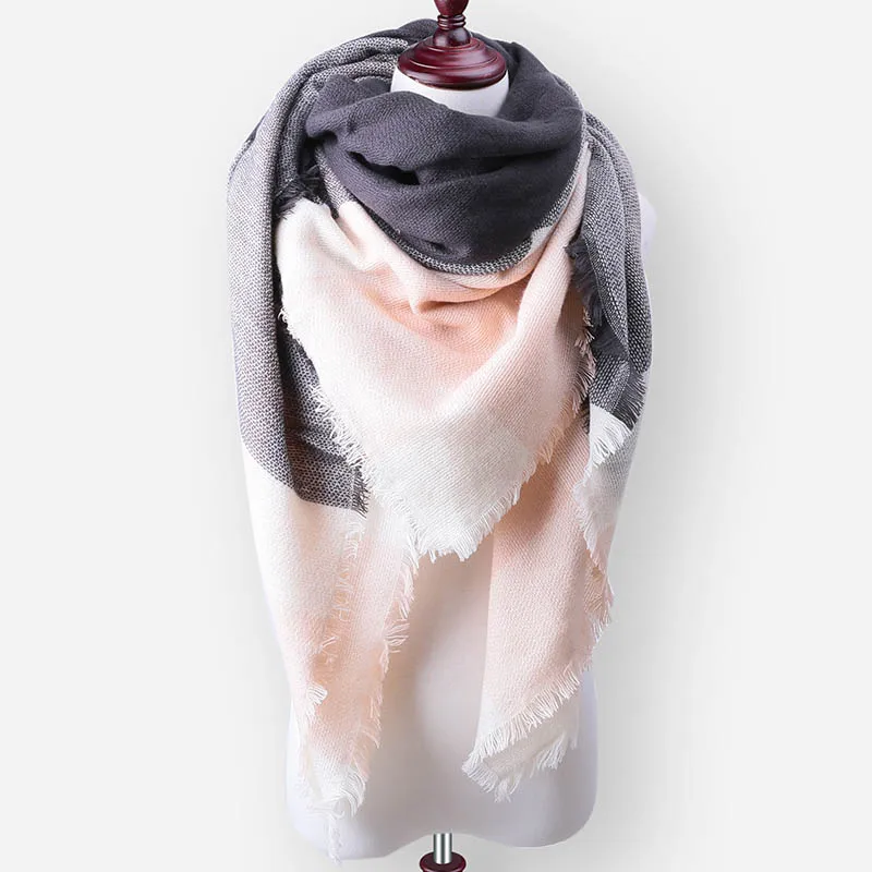 Бренд GROUPJUMP, Модный зимний шарф для женщин, обертывания, треугольный теплый шарф, Клетчатое одеяло, кашемировый женский шарф, женский шарф, Прямая поставка