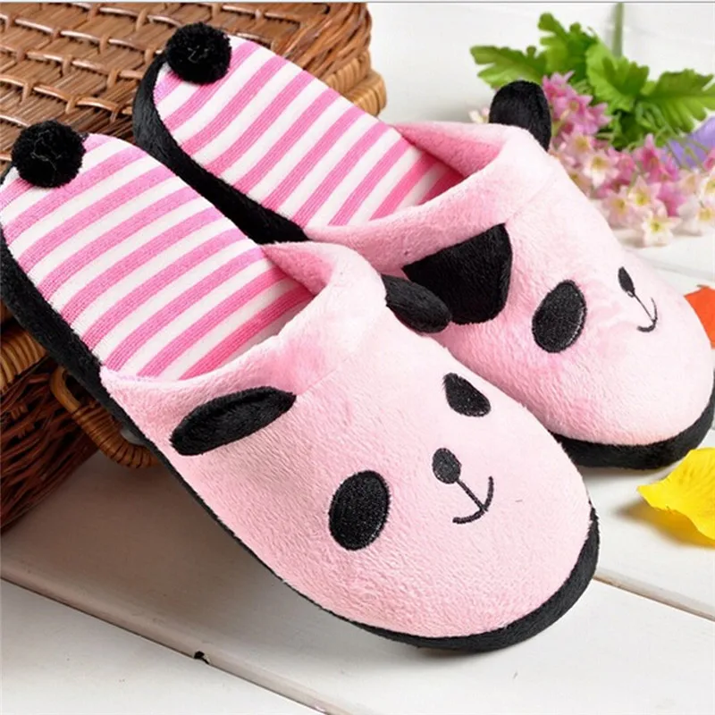 

Lovely Cartoon Panda Home Floor Soft Stripe Slippers Female Shoes Chaussures Pour Femmes Pantuflas Para Mujer Chancletas A1