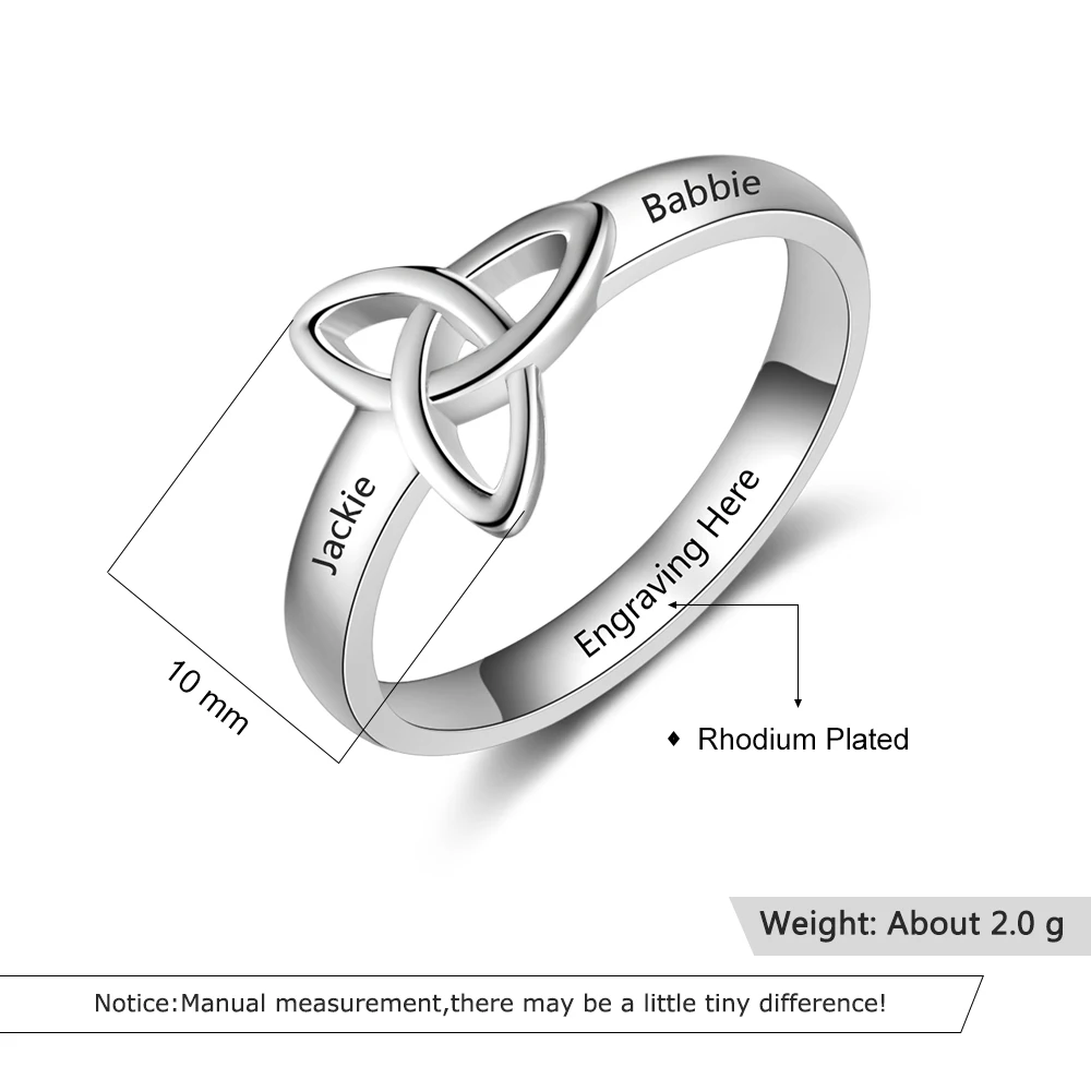 Винтажное персонализированное кольцо с узлом кельтика, с гравировкой, 2 имени, троица, трикета, амулеты на заказ, ювелирное изделие, подарок для женщин(Lam Hub Fong