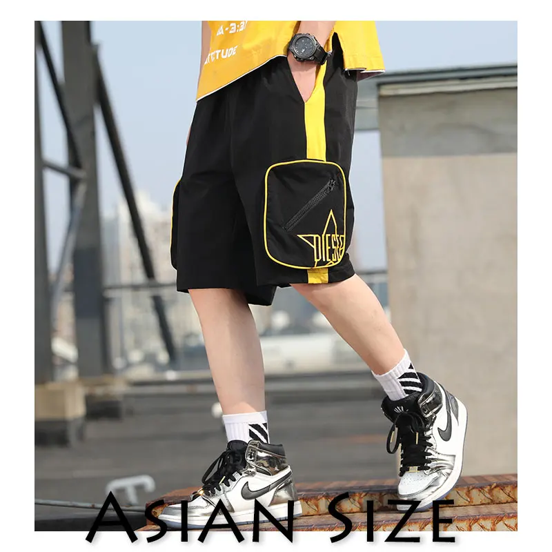 Privathinker, летняя уличная одежда, Лоскутные шорты, хлопок,, мужские шорты в стиле сафари с карманами, спортивные шорты, корейские шорты до колен - Цвет: Black(Asian Size)