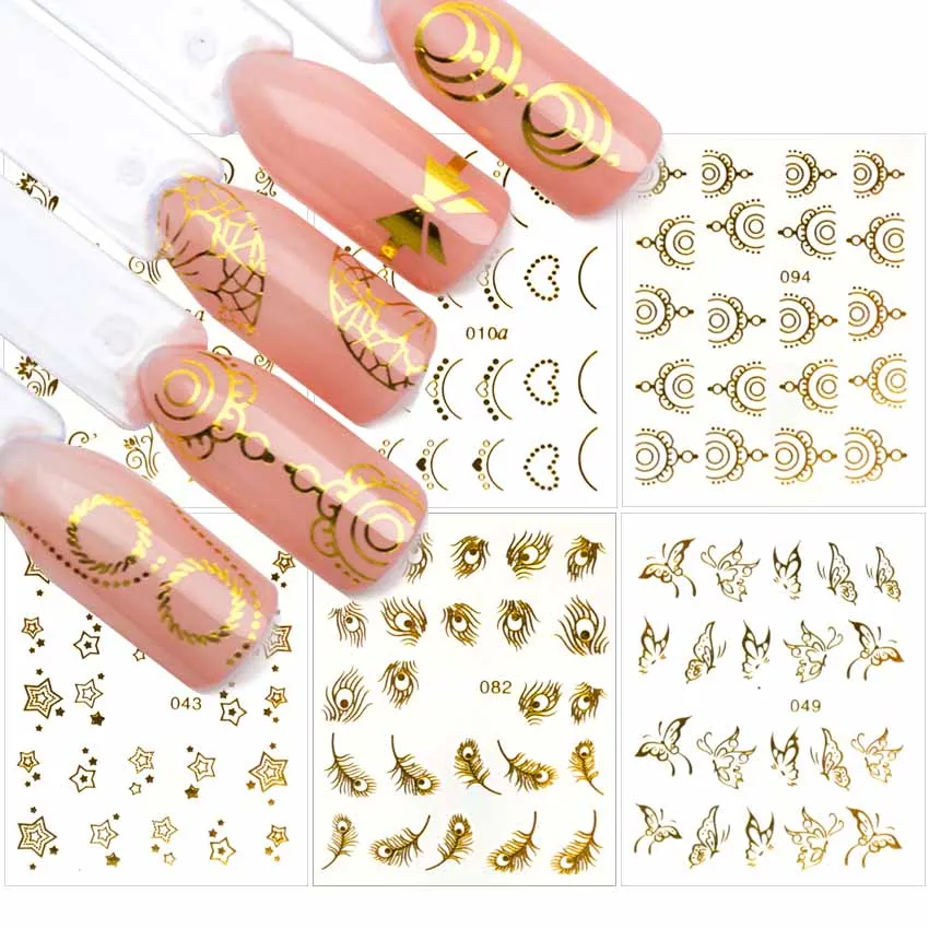 

30pcs/set Gold Silver Nail Sticker Water Transfer Decals Butterfly Spider Design Sliders For Nail Art Decoration Tools ZJT3035