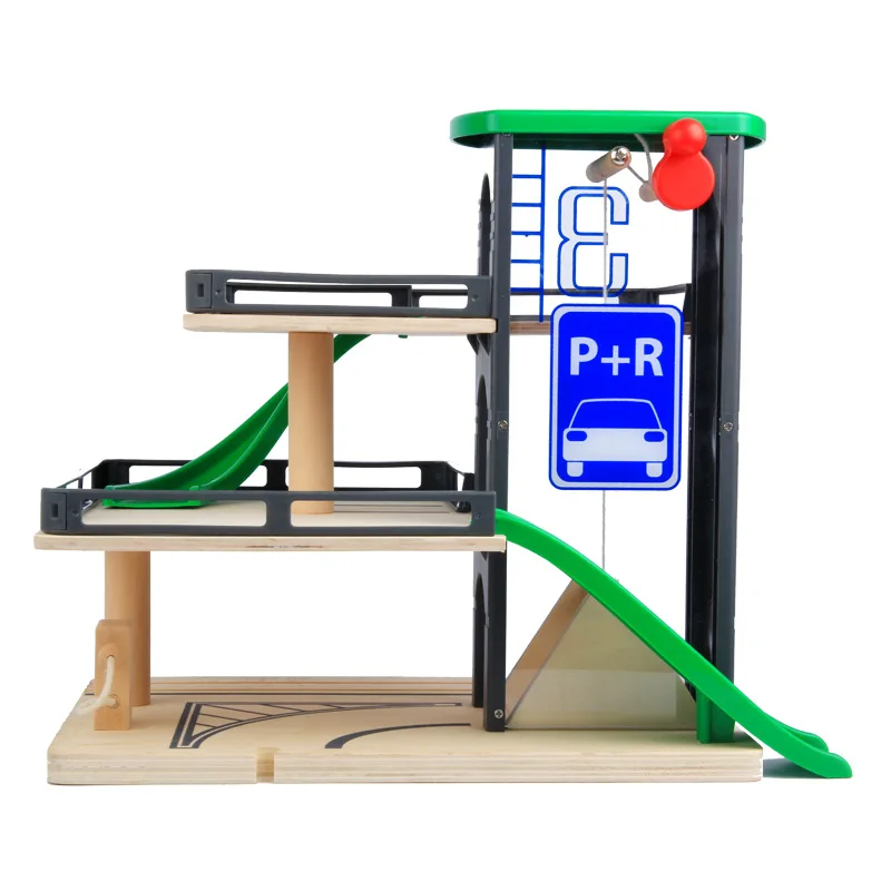 

Wood toy parking lot with Alloy car track toys Race car competition game Educational Interactive children toy car transportation