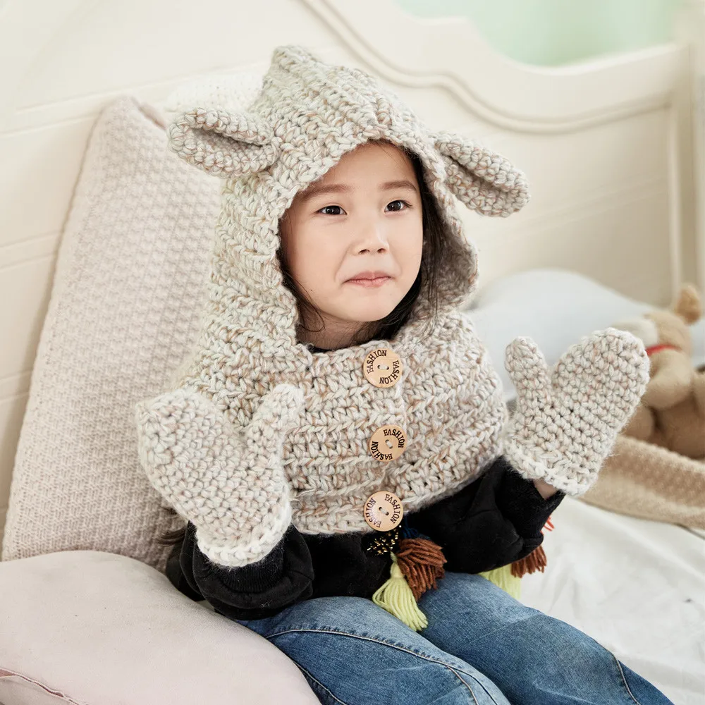 MUQGEW/Модная шапка для маленьких девочек; зимняя детская теплая Милая шапка с рисунком Совы; вязаный шарф с капюшоном; шапочки для осени и зимы; gorro infantil casquette