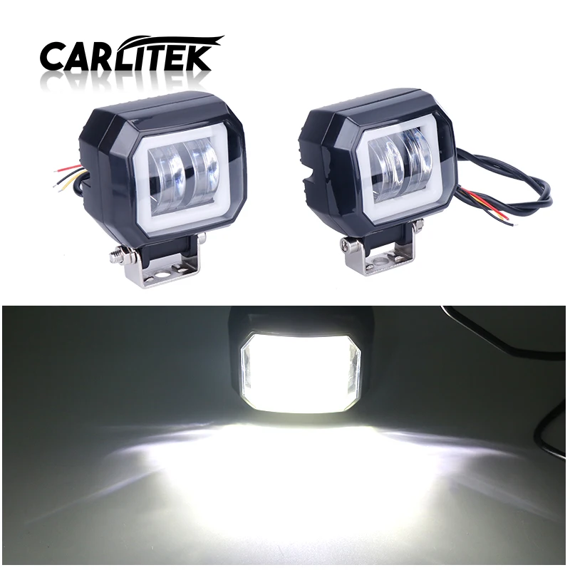 

CARLitek Led Work Light Headlamp with White Angel Eyes Halo Ring Car Lights Spotlight Bar Led 3Inch 12V 24V 40W Waterproof 2pcs