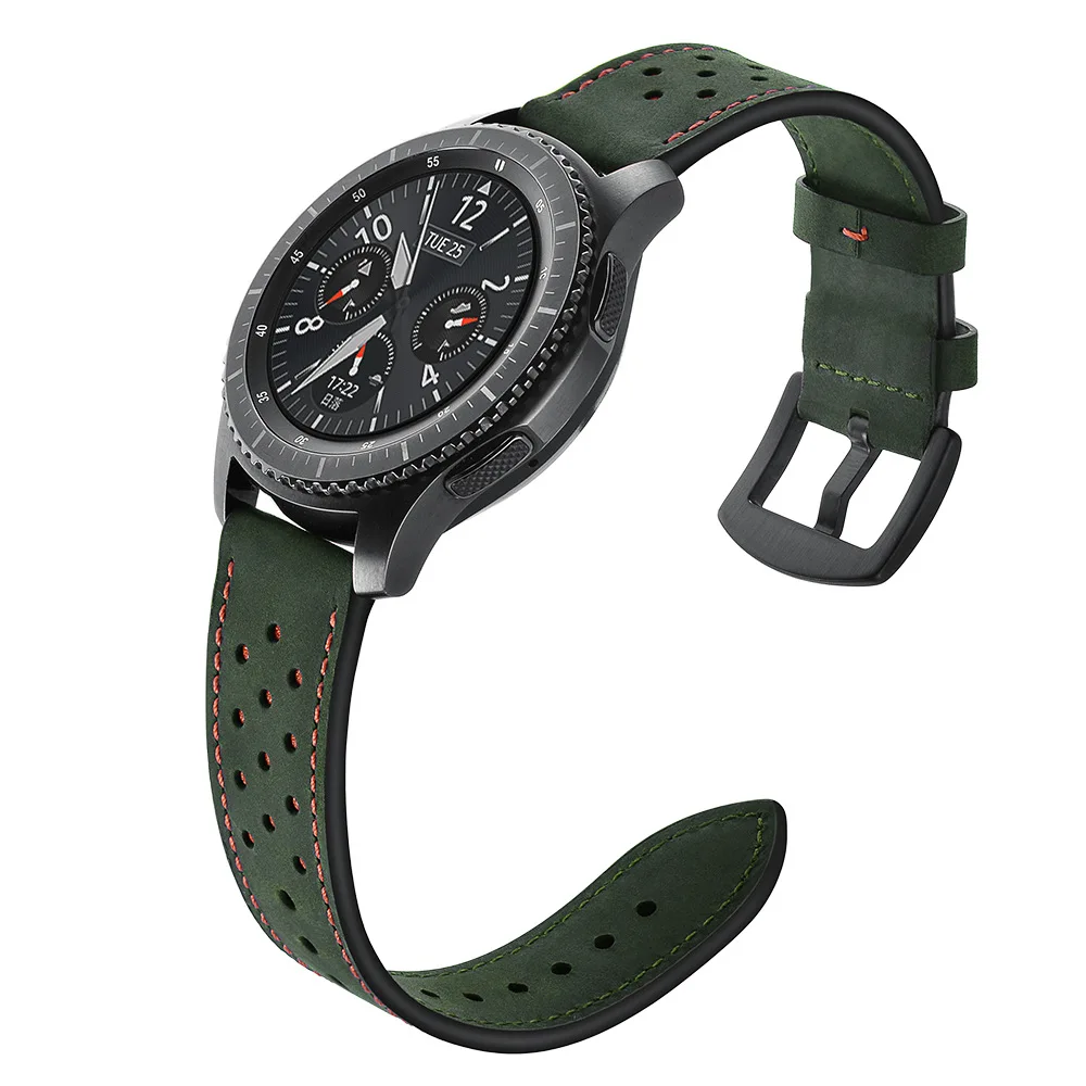 22 мм ремешок для часов для samsung gear S3 Frontier/s3 Classic/galaxy watch 46 мм/Xiaomi Huami Amazfit Pace ремешок для часов из натуральной кожи - Цвет ремешка: green