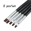 5PCS Kolinsky Flat Nail Art Brush Set Gradient Acrylic Nail UV Gel Builder Drawing Painting Pen Manicure Tool 1