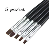 5PCS Kolinsky Flat Nail Art Brush Set Gradient Acrylic Nail UV Gel Builder Drawing Painting Pen Manicure Tool 1