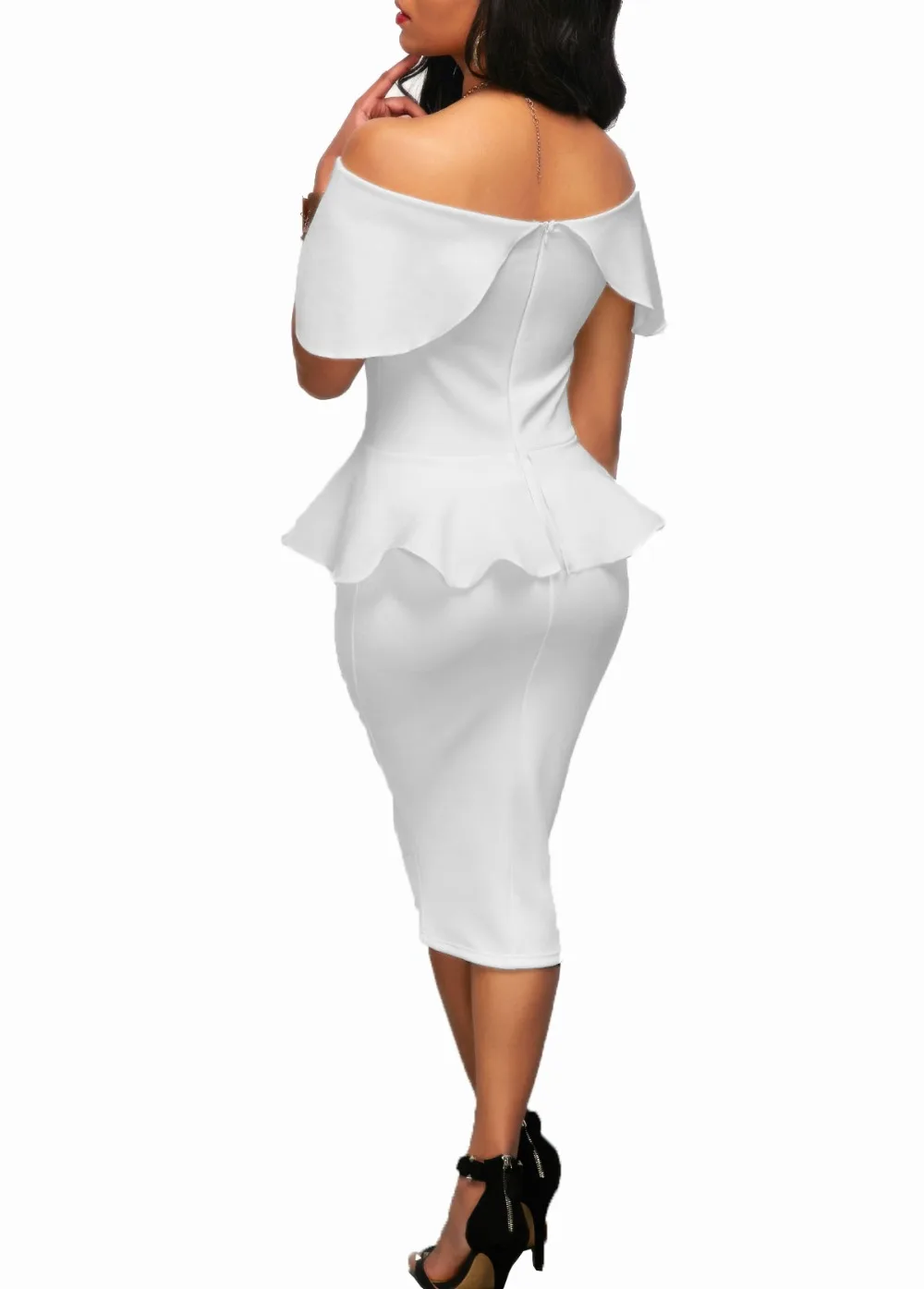 Gladiolus 2018 Summer Slash Neck Off The Shoulder Knee-Length Bodycon Ruffles Office Lady Dress Elegant Party Dresses vestidos  (31)