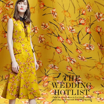 

114cm wide 14momme 100%silk crepe de chine fabric for women shirt flower printed cloth diy sewing sale hot 19 spring summer new