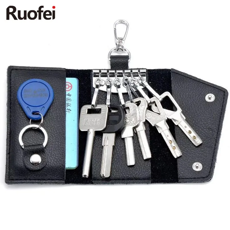 

New business Card Holder Wallet 100% Genuine Leather Key Bag Unisex Solid Organizer Bag Men's Wallet Car Housekeeper Wallet G5