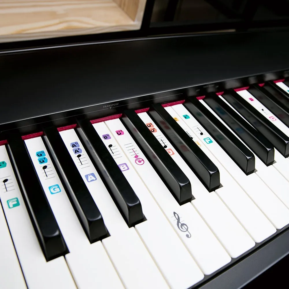 Наклейки для пианино для крышки объектива 49/61/76/88 клавишные съемный прозрачное покрытие Цвет клавиатура в виде скрипичного ключа, наклейки для детей, так и для начинающих
