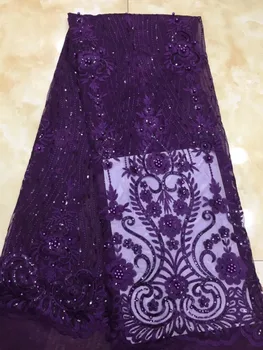 

French Tulle Lace Fabric Embroidered tulle With Beads For Gorgeous Wedding Party Dresses High Quality