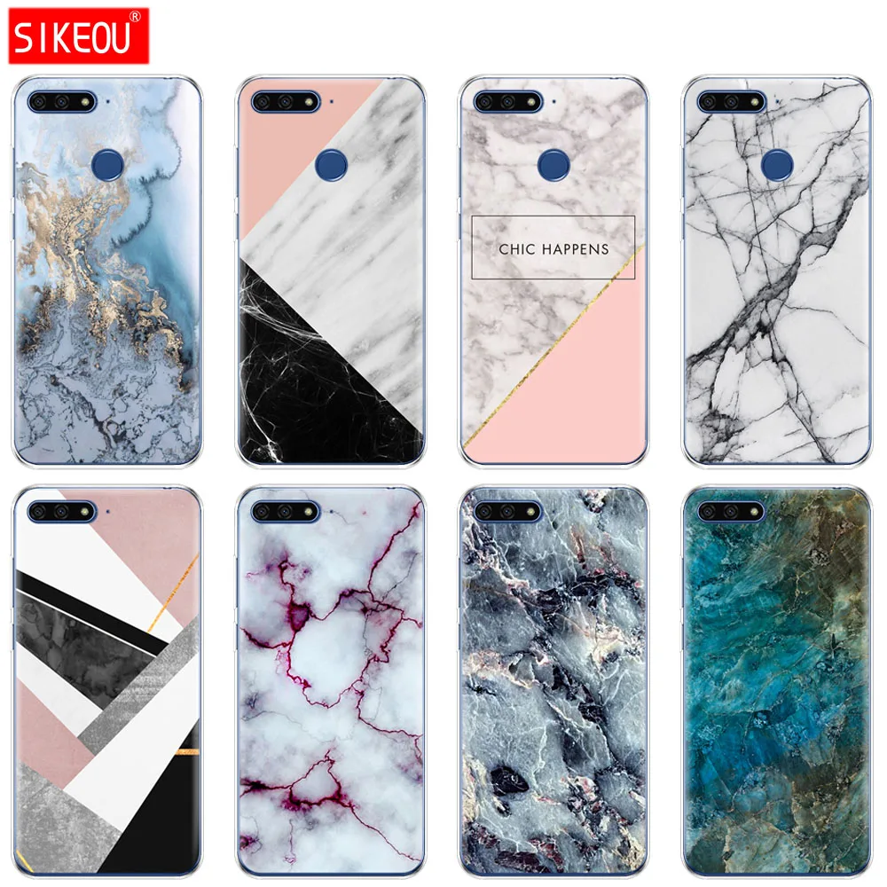 Силиконовый чехол для телефона Huawei Honor 7A PRO 7C Y5 Y6 Y7 Y9 2017 2018 Prime marble|Бамперы| |