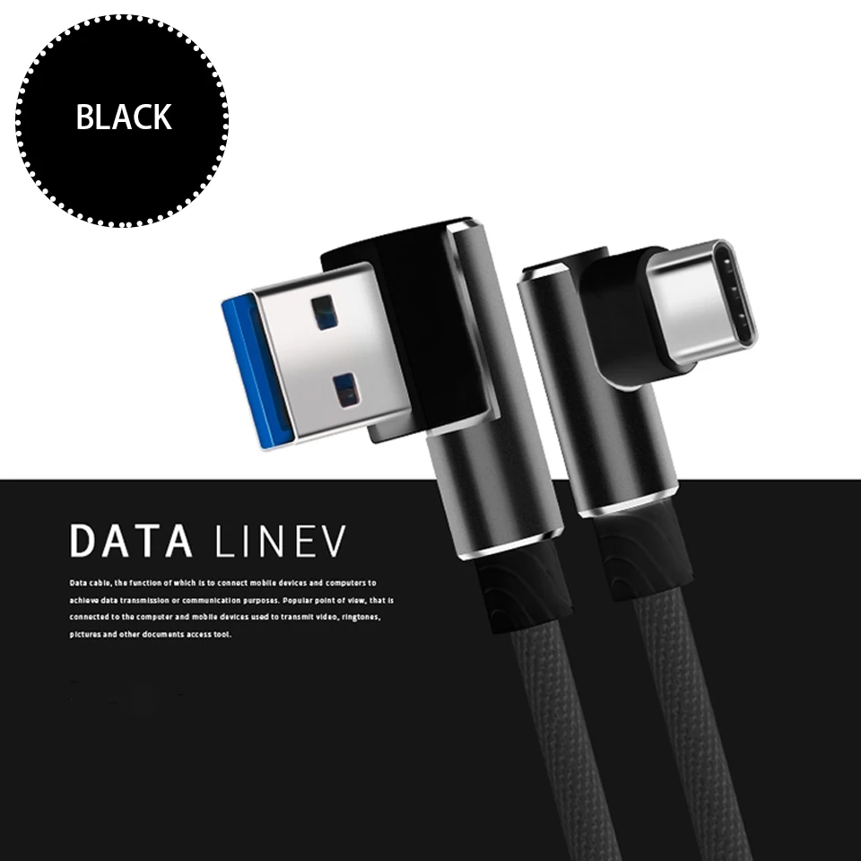 Быстрая зарядка Micro USB кабель 90 градусов Micro USB зарядное устройство Microusb шнур синхронизации данных для Xiaomi Redmi huawei Tablet Кабель Micro USB - Цвет: black