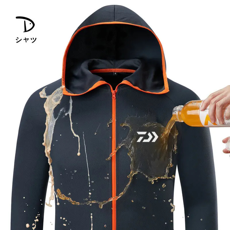 

New Summer Fishing Clothing Anti UV Breathable Quick-drying Men Long Sleeve Fishing Shirt Outdoor Cycling Clothes Coat with Hat