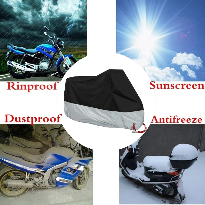 Vehemo UV 50+ черный+ серебристый мотоциклетный чехол Защита от вора Блокировка отверстие утолщение Открытый дождевик крышки