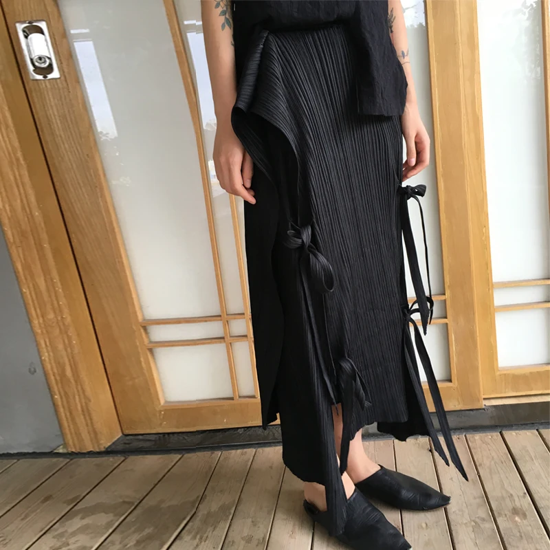 

Miyake Unsymmetrical design of original designer skirt and frenulum skirts free shipping