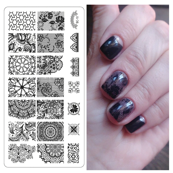 

YWK 1 PC 12*6cm Rectangle Nail Stamping Template Negative Windmill Flowers Patterns DIY Nail Designs Manicure Stamp Plate