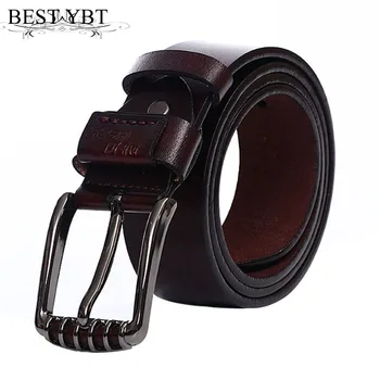 

Best YBT men leather belt retro fashion Alloy pin buckle belt simple design casual sport cowboy high quality belt 110-125cm