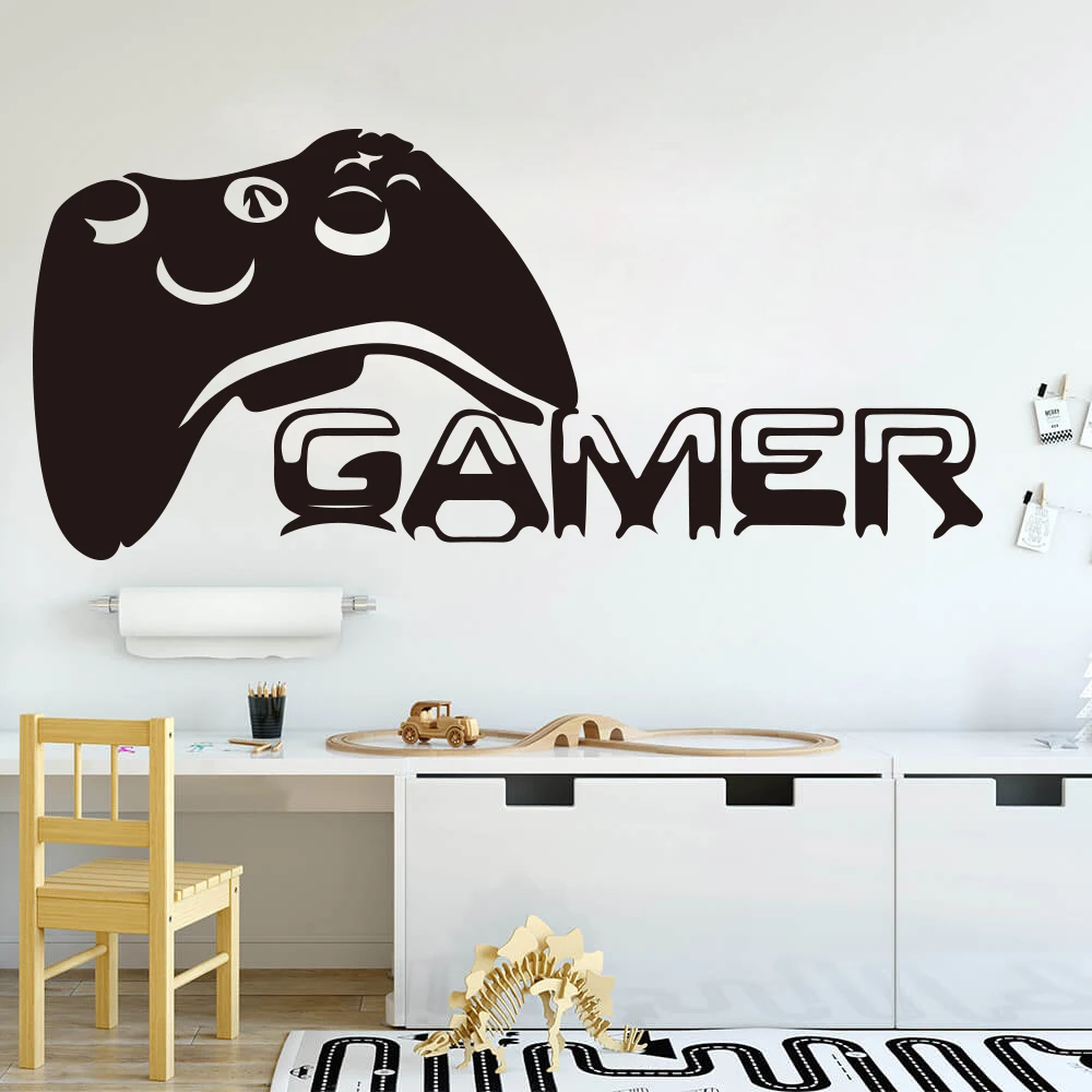 Large Gamer Controller Wall Sticker Boy Room Playroom Gamer Players Gaming Time Xbox 360 PS Game Controller Wall Decal Bedroom  (1)