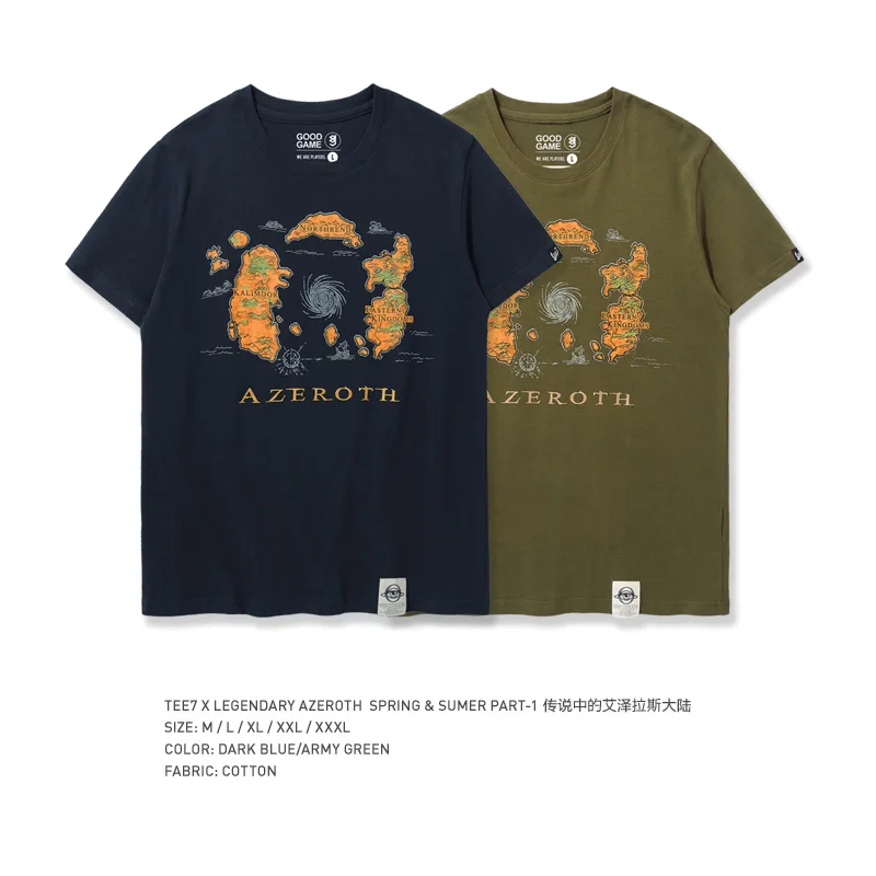 TEE7 Мужская модная футболка с короткими рукавами для Azeroth летний костюм крутая