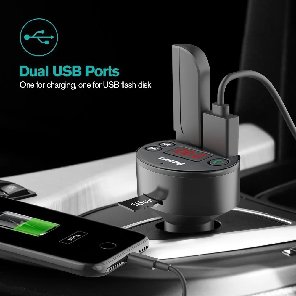 Универсальный автомобильный Bluetooth FM передатчик для рук-Бесплатный Автомобильный MP3-плеер USB TF SD музыка играет ЖК-дисплей Дисплей автомобиля Зарядное устройство