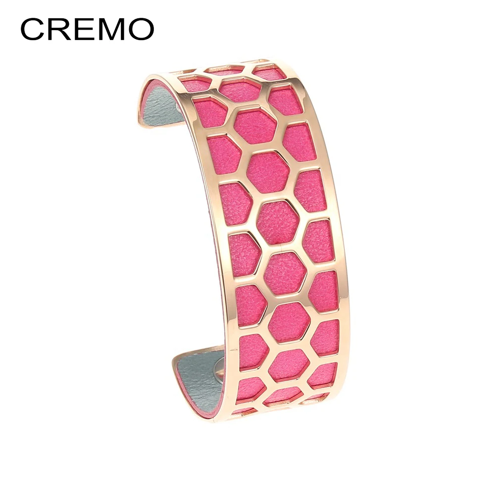 

Cremo Bee Stainless Steel Bracelets Bangles For Women Arm Cuff Bangle Rose Gold Jewelry Interchangeable Reversible Leather Band