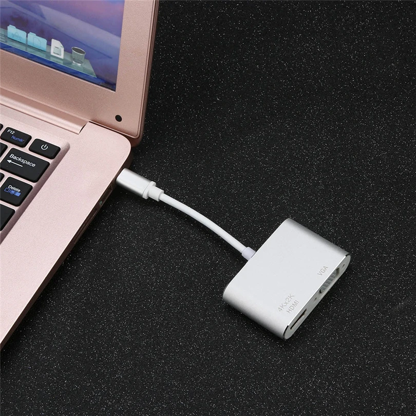 Feniores 2 в 1 USB C HDMI VGA адаптер Тип к 4K Thunderbolt 3 для Apple Macbook или iMac S30| |
