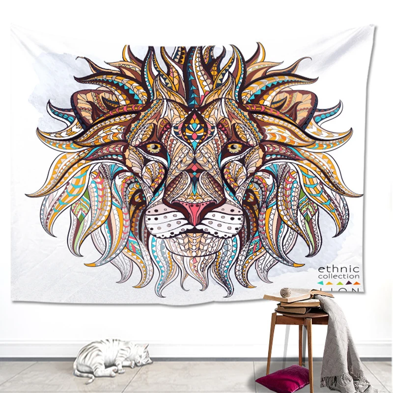 

Individual bedroom hanging fabric ethnic wind background cloth bedroom decoration Lion ethnic wall cloth tapestry elephants Yoga